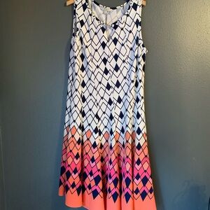 Haani Navy and White Geometric Dress